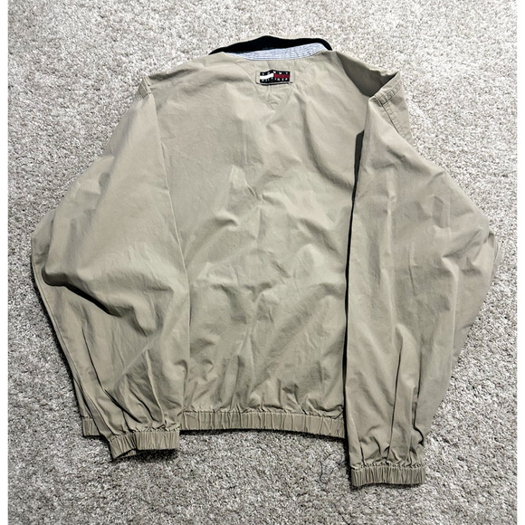 Tommy Hilfiger Men’s Large Tan Khaki Full Zip Jacket Crest Logo Cotton Lined - Picture 7 of 8